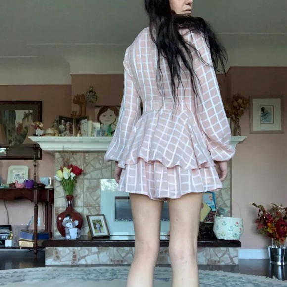 Goodnight Macaroon pink and white grid print romper - Picture 7 of 10